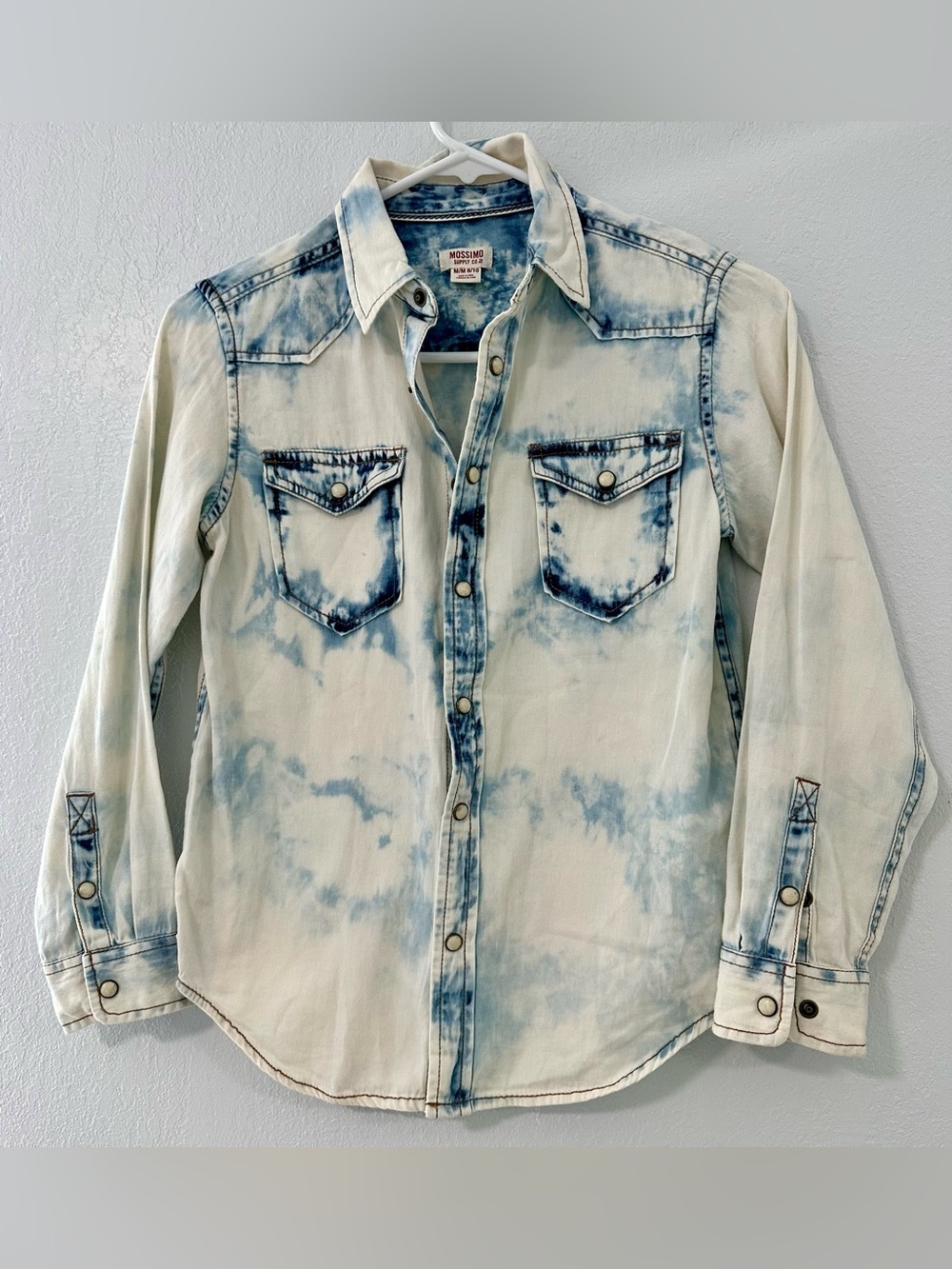 Mossimo Supply Co Kids Denim Acid Wash Button Up Shirt Size 8-10